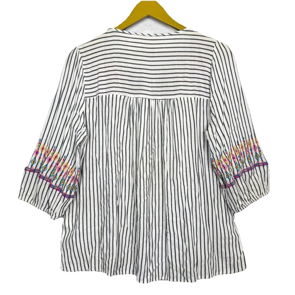 Savanna Jane Womens Floral Embroidered V Neck Tunic Top Size L Boho Peasant - Picture 2 of 10